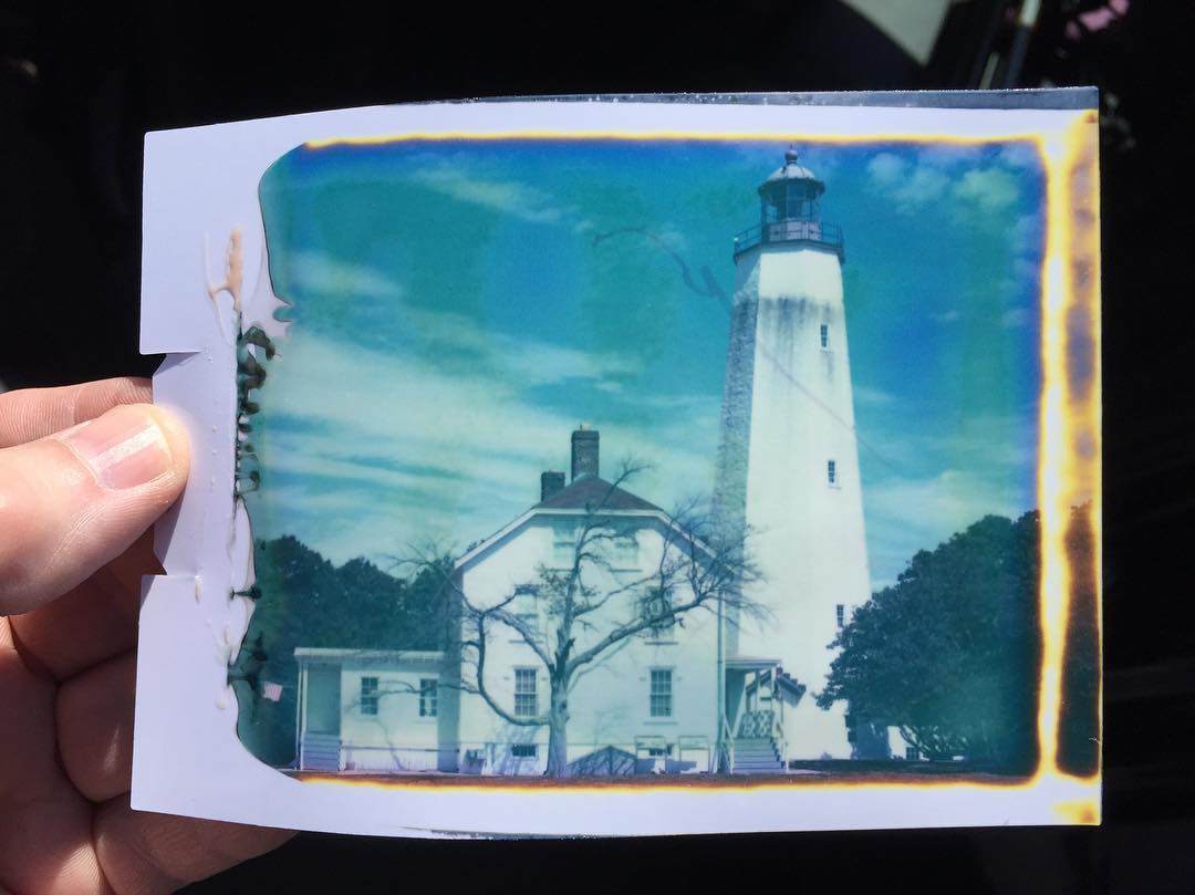 Sandy Hook Lighthouse, my first shot with New55 Color #new55film #new55color #instantphotography