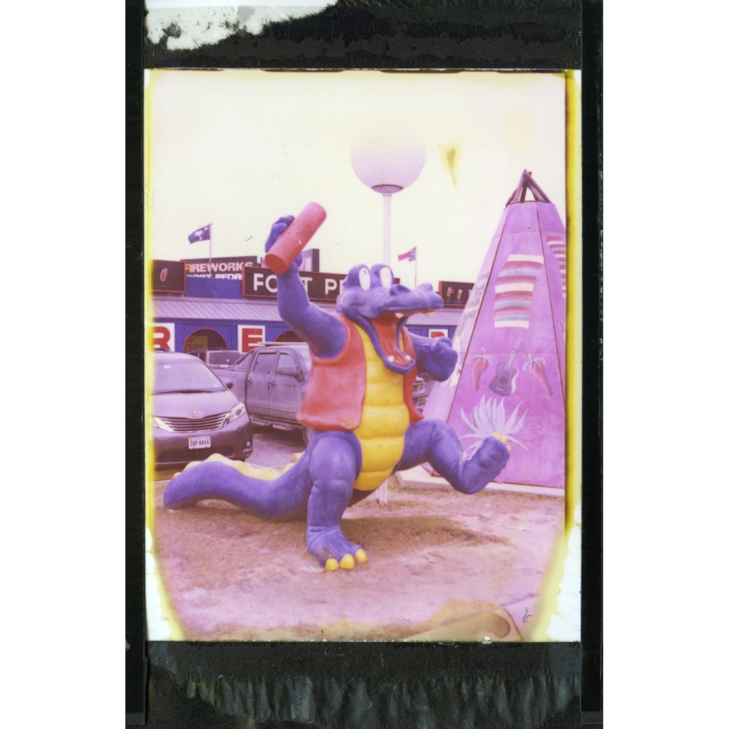 Boom!

Nothing says âfunâ quite like a blue alligator throwing a stick of dynamite. 
#polaroid #polaroid195 #savepackfilm #supersense #oneinstantfilm #oneinstant #film #filmphotography #filmphotographic